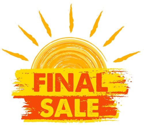 final sale banner - text in yellow and orange drawn label with sun symbol, business seasonal shopping concept